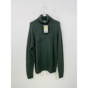 NWT Nike Cable Knit Turtleneck Men's Small  Green Sweater FB7770 325 Swoosh NEW‎